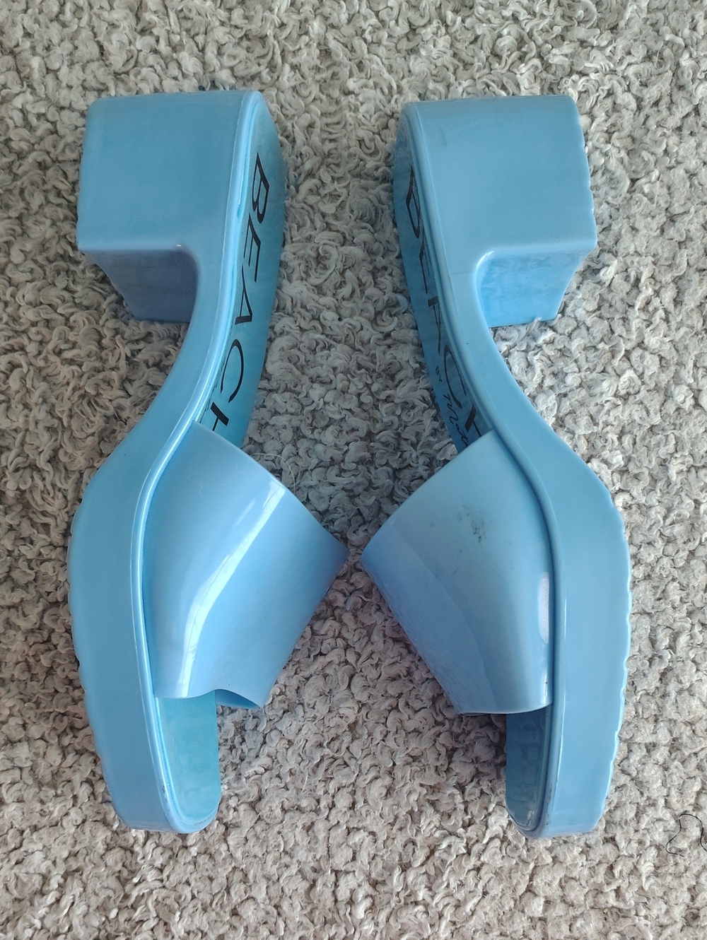 BEACH by Matisse Pastel Blue Glossy Slide Mules - Picture 3 of 4
